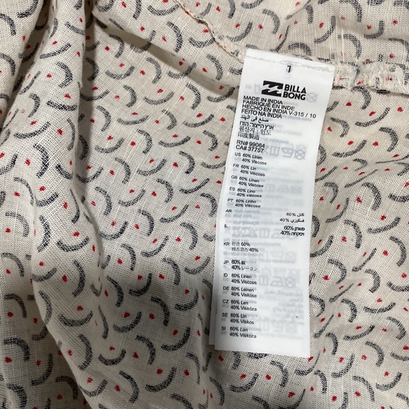 NWOT Billabong Linen blouse - Picture 5 of 5